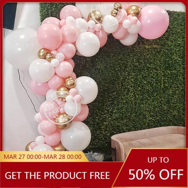 party decoration 95pcs/set pink balloon garland arch kit white gold latex air balloons baby shower girl birthday wedding decorations supply